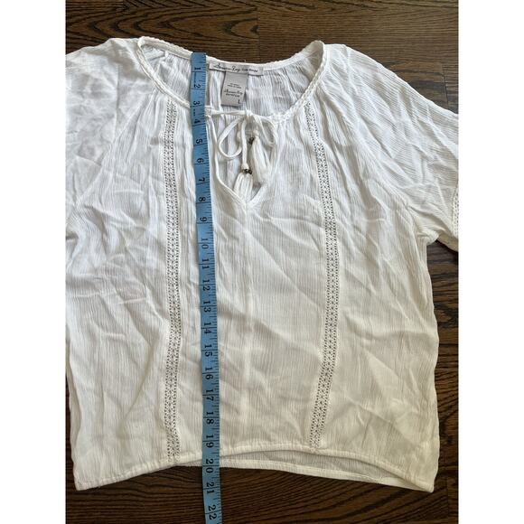 American Rag Lace Mix Peasant Top size L white - Picture 8 of 9